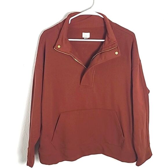 A New Day Rust Pullover Sweatshirt, Quarter Zip & Handwarmers, Size XXL,NWOT - Picture 1 of 9
